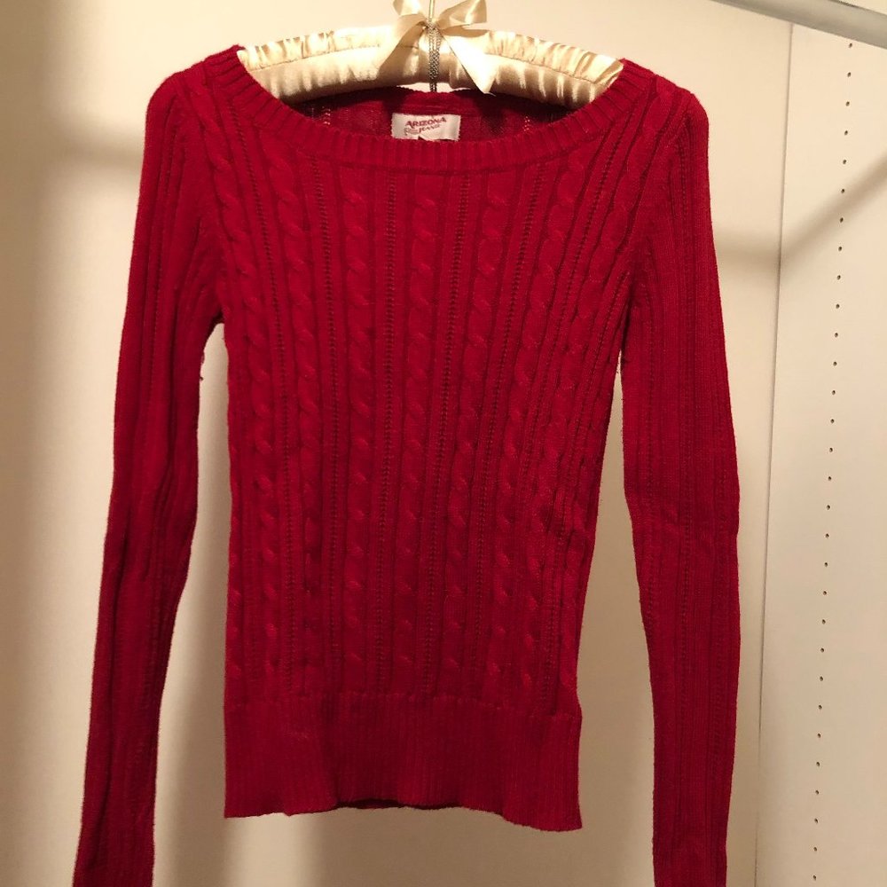Arizona Jeans Co.  Red Cable Knit sweater.